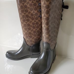 Coach Tie-back Rain Boots Worn Once